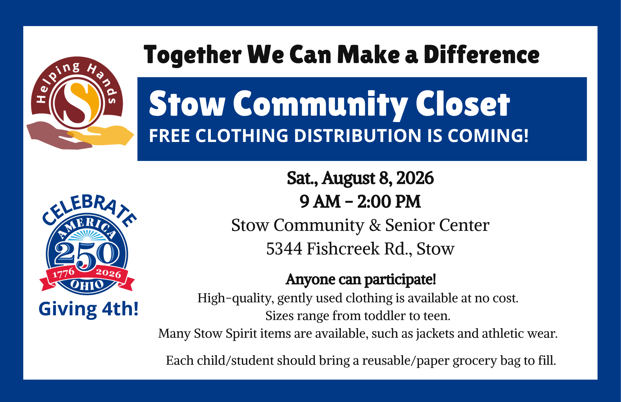 Helping Hands Community Clothing Closet (8.5 x 5.5 in)