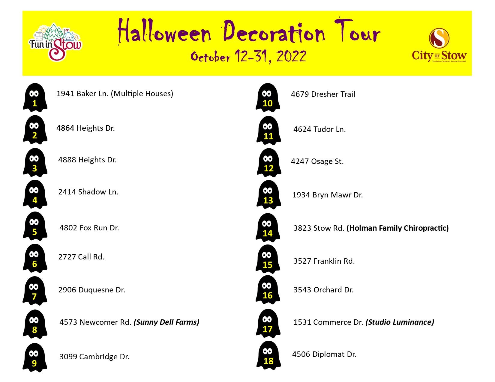 Halloween Decoration Tour - Map 2022