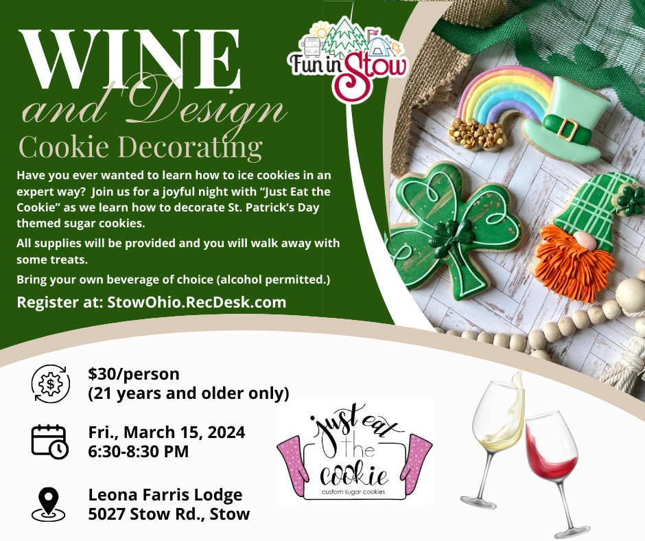 St Patricks Day Cookie Wine and Design